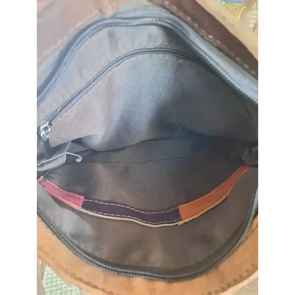 Leather Multicolored Fringe Crossbody 9"x9" NWOT - Picture 7 of 11